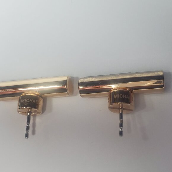 Michael Kors Gold Barrel Earrings with Black Stones - Picture 6 of 11